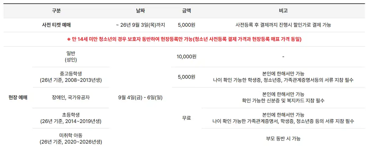 비마이오브젝트 사전 티켓 예매와 현장 예매 가격표