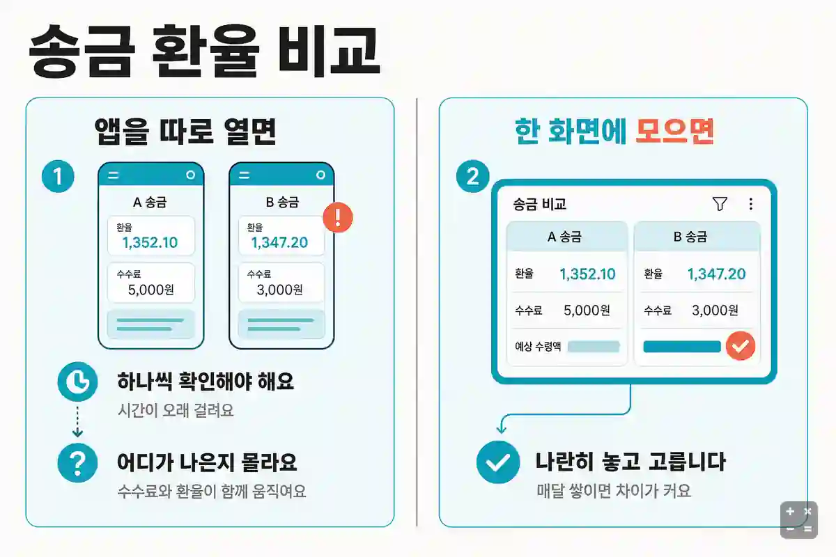 여러 송금사 환율을 한 화면에서 비교하는 구조
