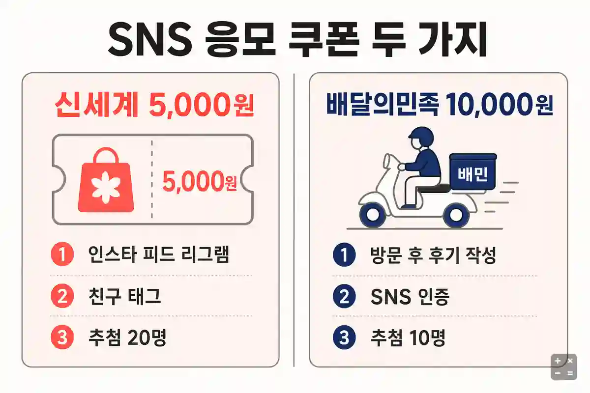 SNS 응모로 받는 쿠폰 2장