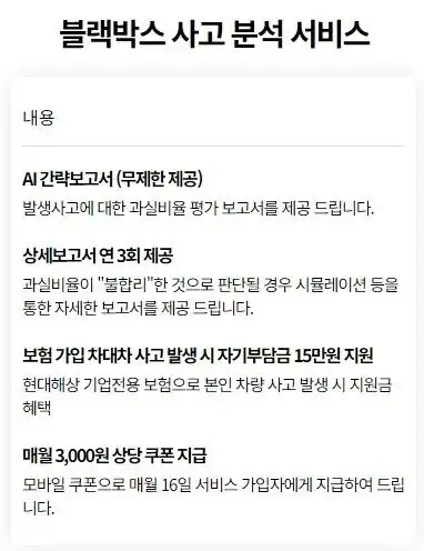 블랙박스 사고 분석 서비스 제공 내용