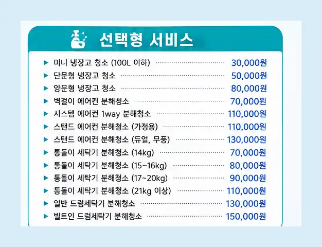 에어컨·세탁기·냉장고 분해 세척 선택형 서비스 가격