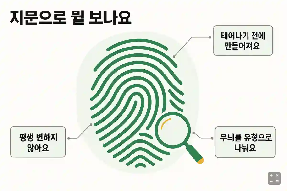 지문으로 무엇을 보는지 설명한 그림