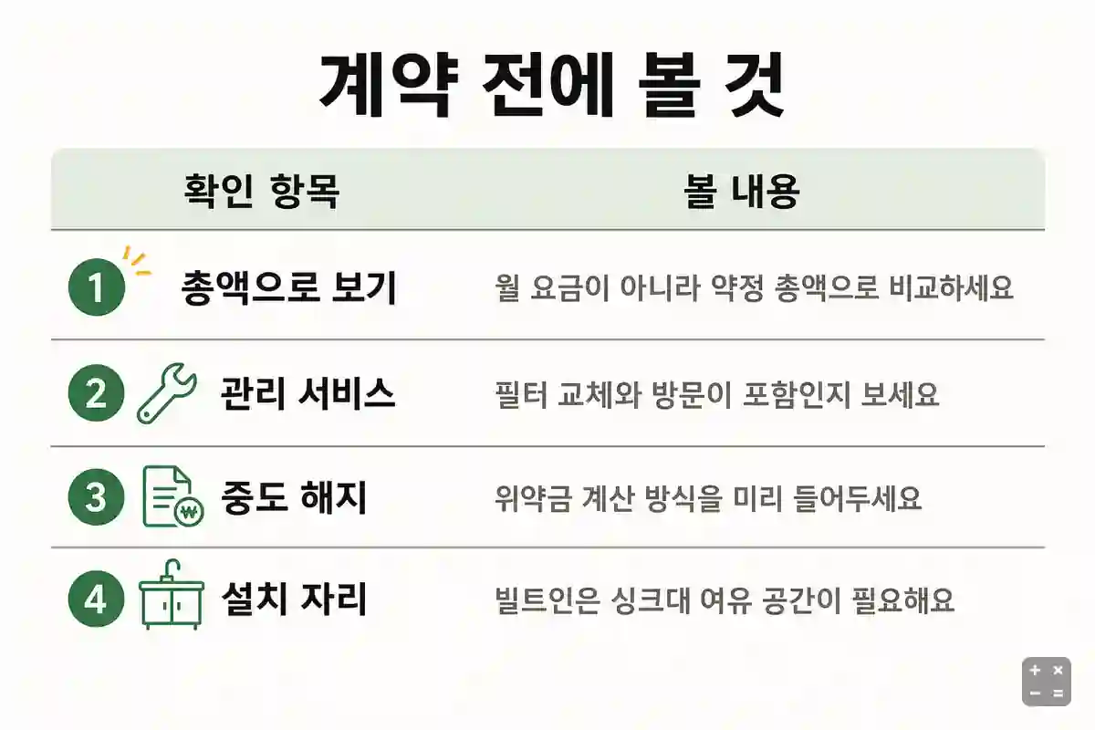 정수기 렌탈 계약 전 체크리스트