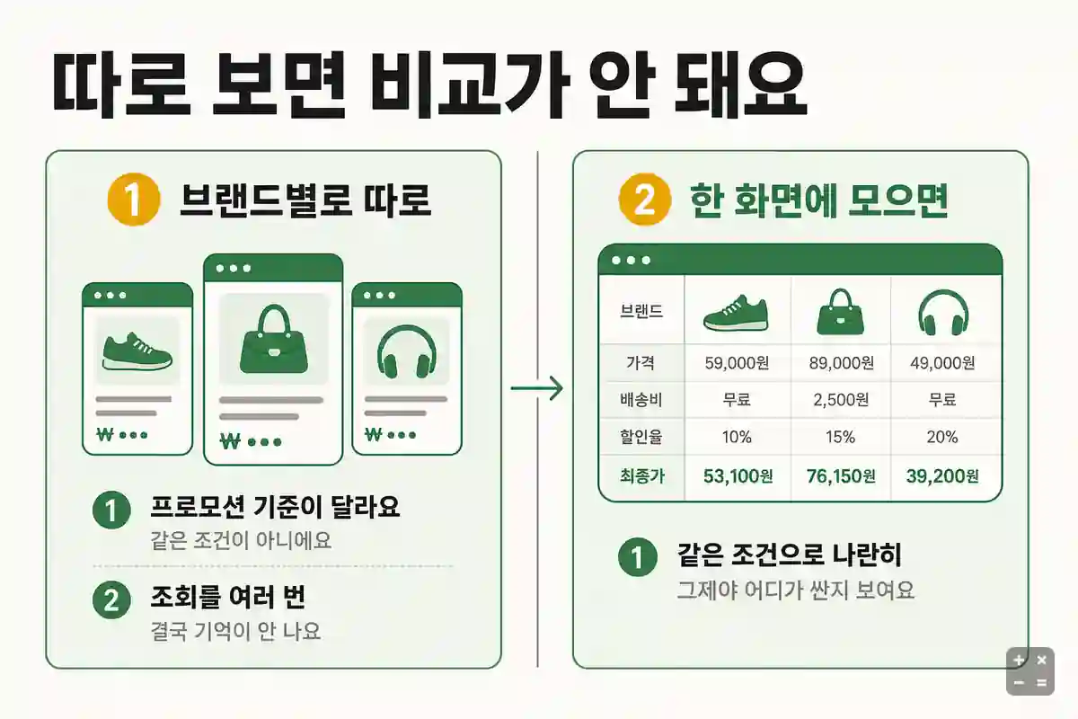 브랜드별 정수기 요금을 같은 조건으로 비교하는 구조
