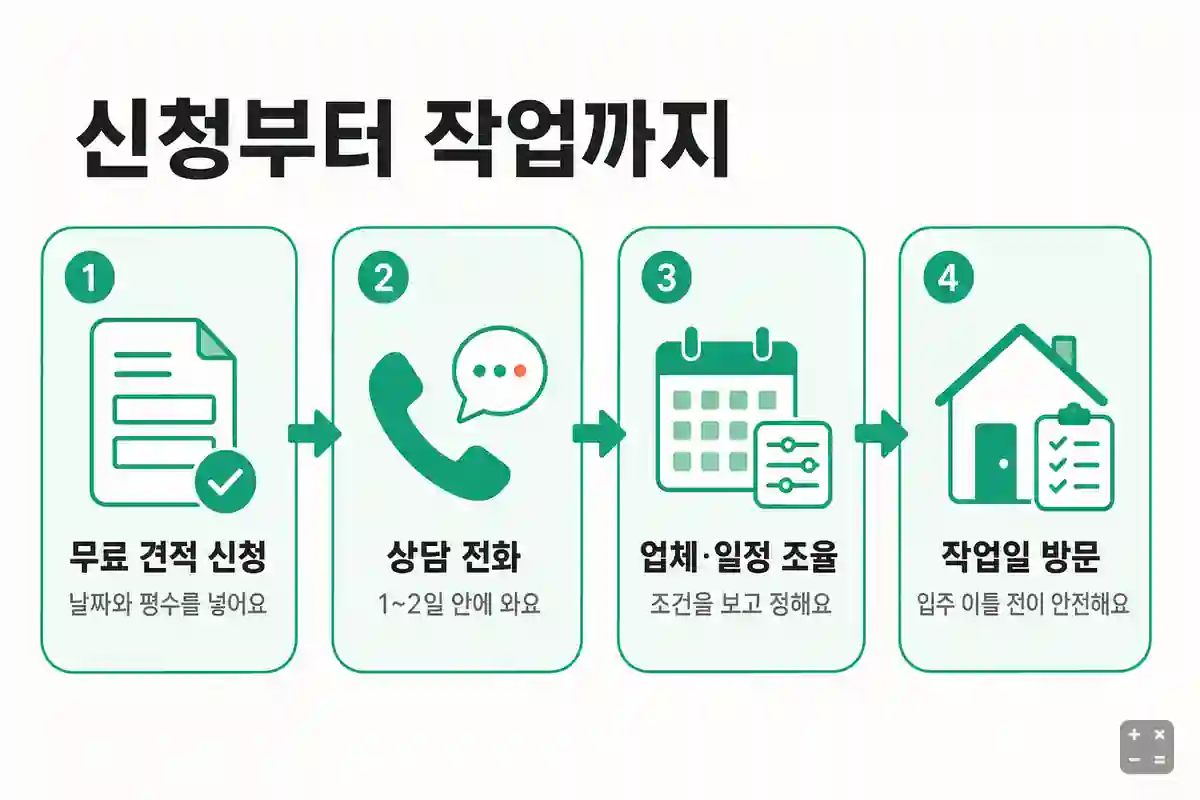모두클린 견적 신청부터 작업까지 네 단계