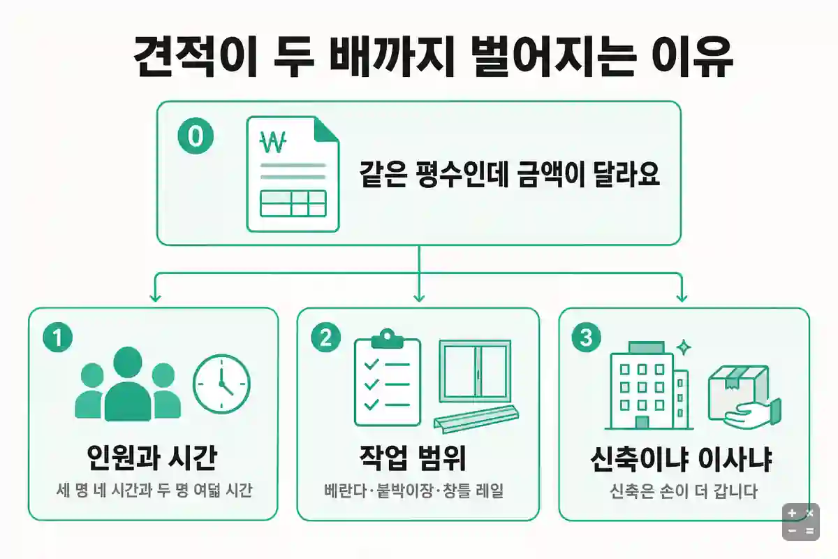 입주청소 견적이 갈리는 세 가지 기준