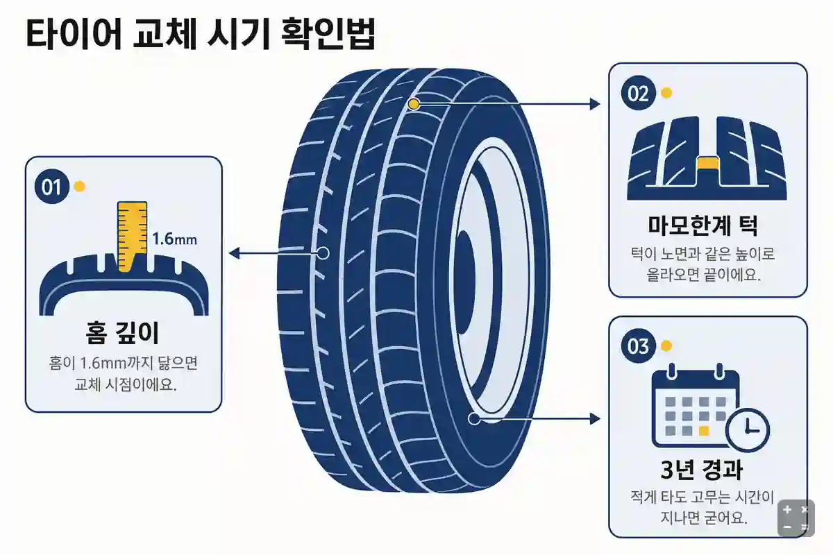 타이어 마모한계 표시 확인법