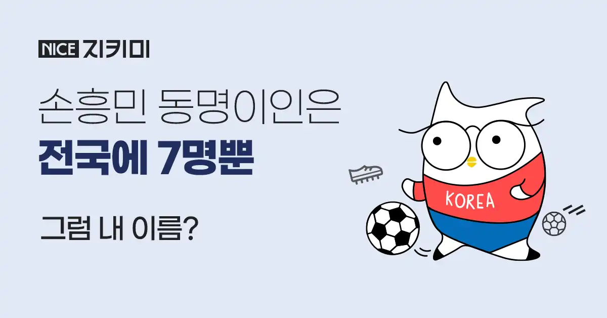 손흥민 동명이인은 전국에 7명이라는 나이스지키미 이름어때 안내