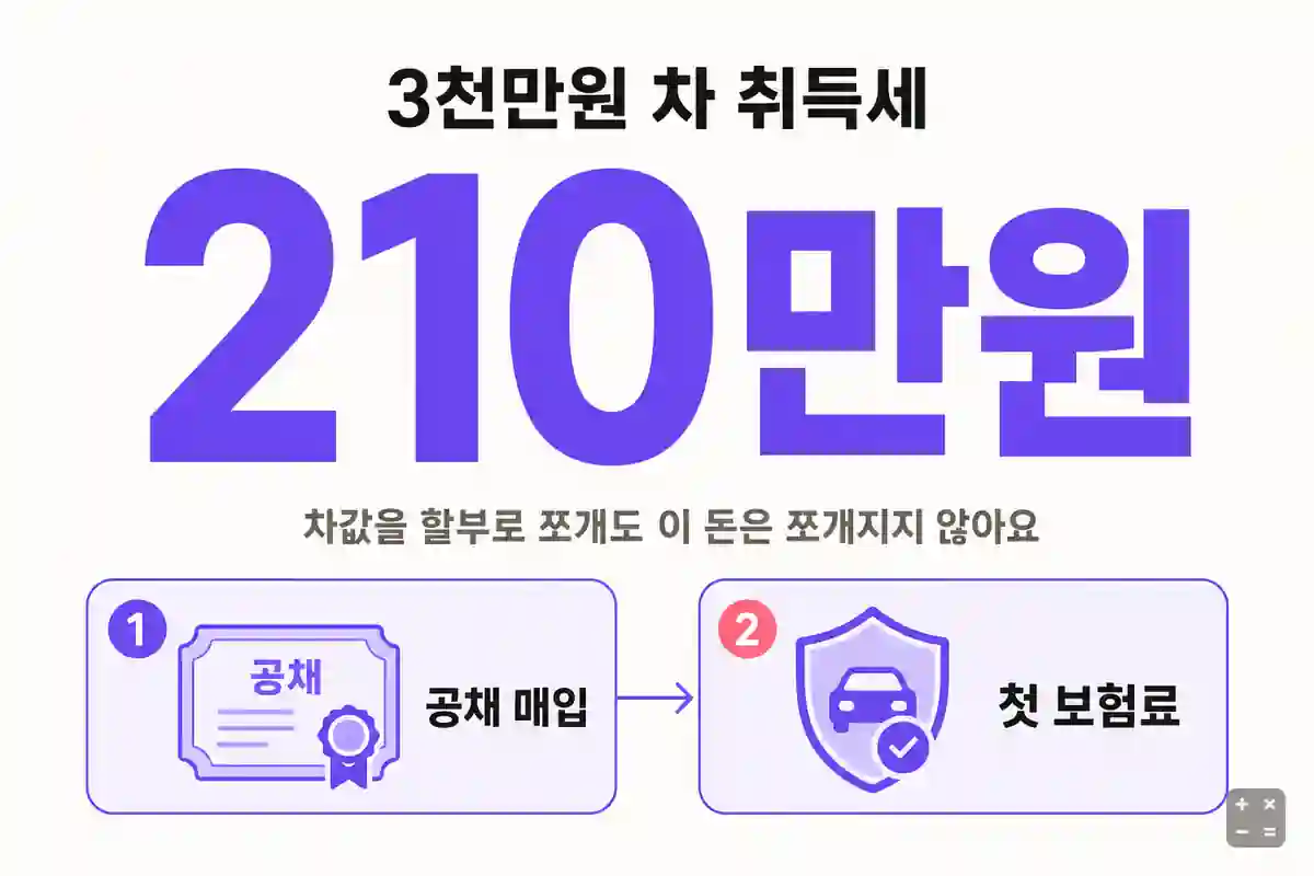 신차 출고에 필요한 초기 목돈 — 취득세 210만 원부터
