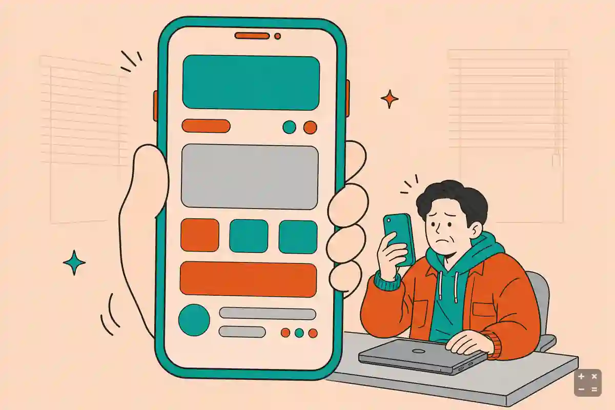 문자 인증이 오지 않아 폰을 확인하는 상황